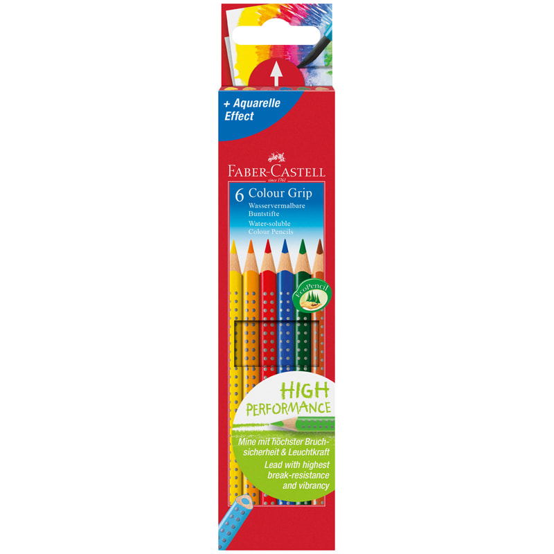 Набор акварельных карандашей Faber-Castell Grip 2001, 6 цв., в картоне