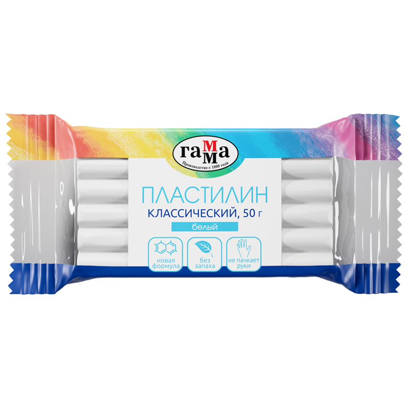 Пластилин Гамма "Классический", Белый, 50 гр