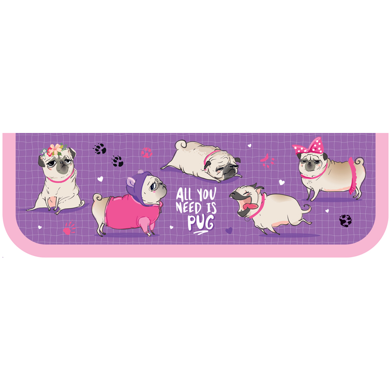 Пенал 1 отделение ArtSpace "Love Pugs", 190х60 мм, ламинированный картон
