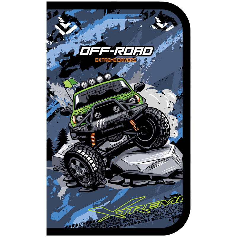 Пенал 1 отделение ArtSpace "Off-road", 210х130 мм, 2 откидные секции, ткань