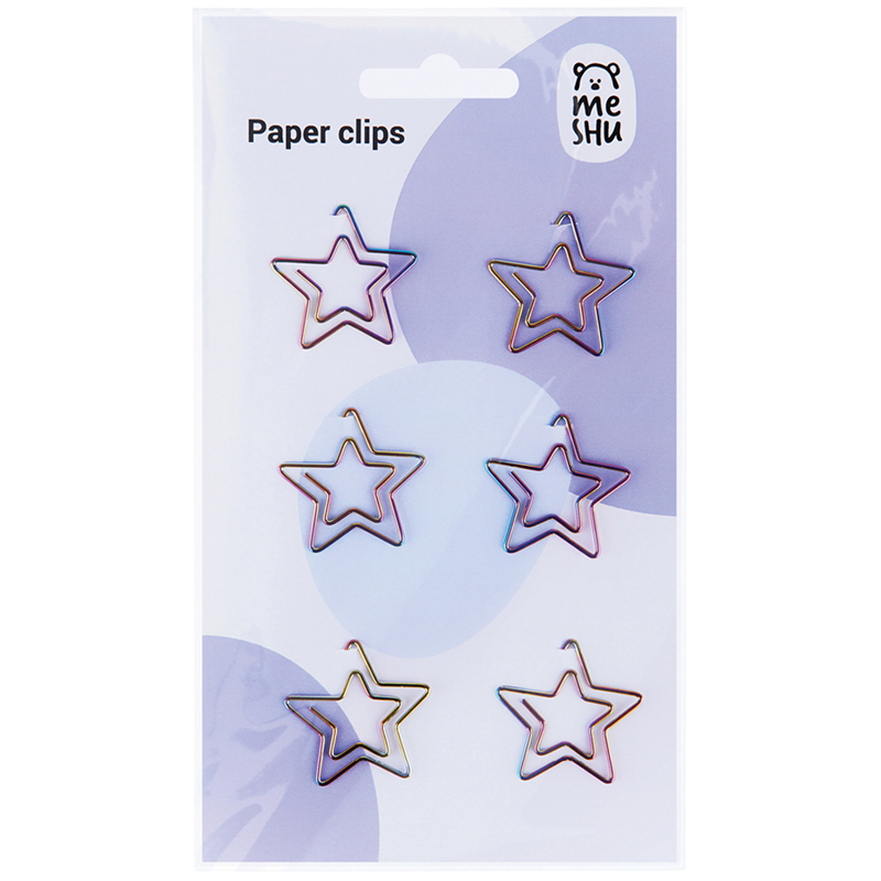Скрепки фигурные Meshu "Stars", 25 мм, 6 шт
