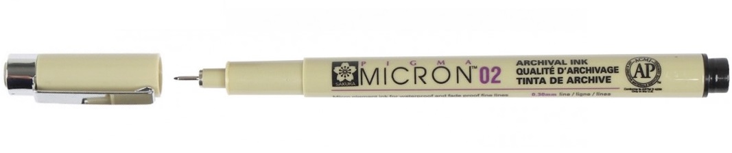 Ручка капиллярная Pigma Micron 02 (0,3 мм), черная
