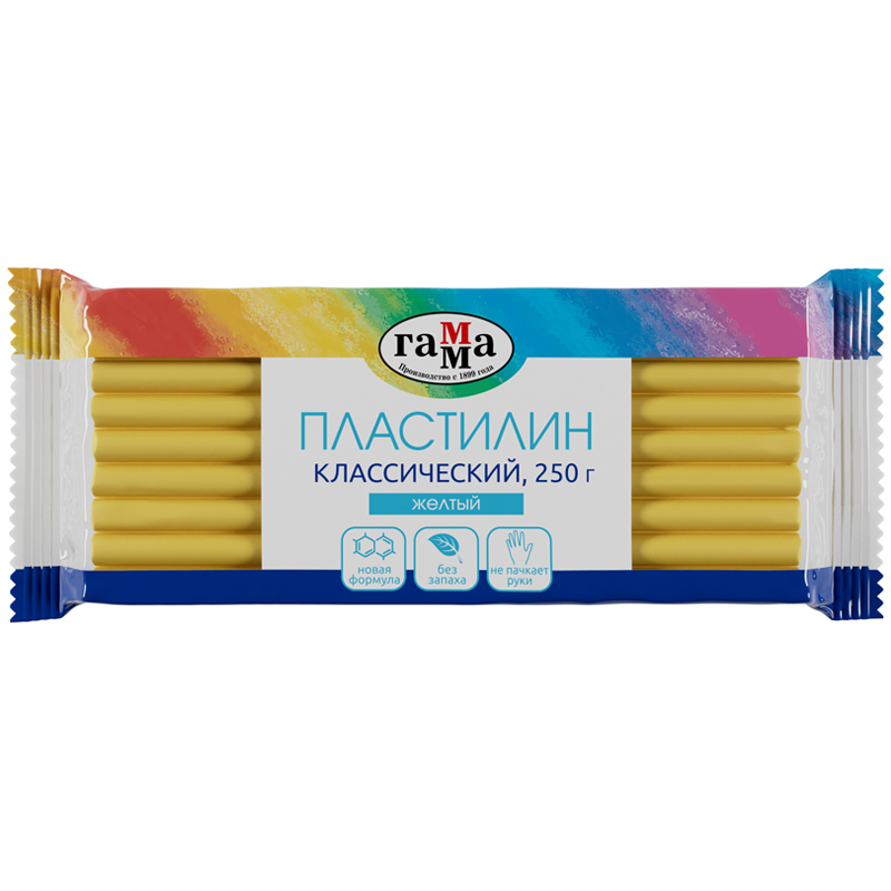 Пластилин Гамма "Классический", Желтый, 250 гр