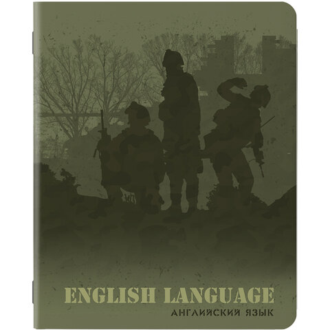 Тетрадь предметная 48л., MILITARY, SoftTouch, 70г/м, АНГЛИЙСКИЙ ЯЗЫК, клетка, подсказ, BRAUBERG