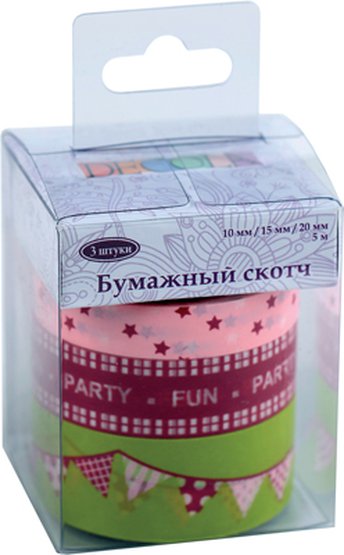 Набор клейких декоративных лент Decola "Вечеринка", 3 шт