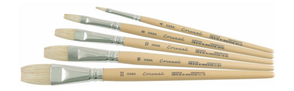 Кисть Щетина плоская № 8 HANA Сочиняй короткая ручка