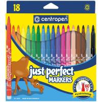 Фломастеры Centropen "Just Perfect", 18 цв., трехгранные, смываемые