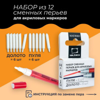 Набор перьев для акриловых маркеров Малевичъ, 12 шт