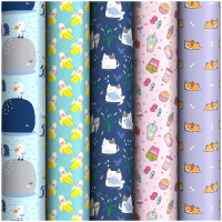 Упаковочная бумага глянц. 70*100 см, MESHU "Cute", 90г/м2, ассорти 5 дизайнов