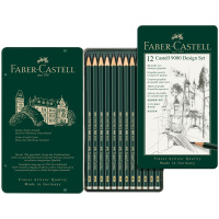 Набор ч/г карандашей Faber-Castell "Castell 9000 Design Set", 12 шт., 5H-5B, в металле