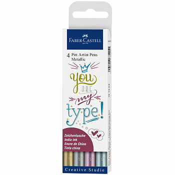 Набор капиллярных ручек Faber-Castell "Pitt Artist Pen Metallic", ассорти, 4 шт., 1,5 мм