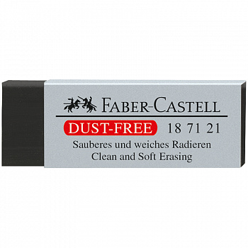Ластик Faber-Castell "Dust-Free", прямоугольный, черный, картонный футляр, 63*22*11 мм