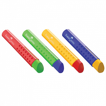 Ластик Faber-Castell "Tri", треугольный, пластиковый футляр, 83*12,6*12,3 мм, ассорти 