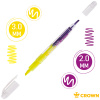 Текстовыделитель Crown "Multi Hi-Lighter Twin" двухсторонний желтый/фиолетовый, 3-2 мм