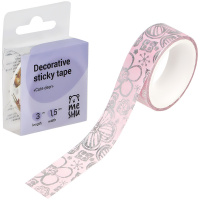 Клейкая лента декоративная MESHU "Pink elegance", 1,5 см х 3 м