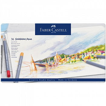 Набор акварельных карандашей Faber-Castell Goldfaber Aqua, 36 цв., в метал. коробке