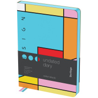 Ежедневник недатир., Berlingo "Color Block", А5, 136 л., кожзам, голубой срез, с рисунком