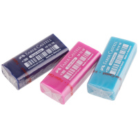 Ластик Faber-Castell "Dust Free", прямоугольный, бирюзов./розов./синий 11*18*41 мм