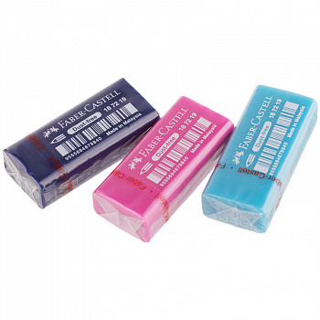 Ластик Faber-Castell "Dust Free", прямоугольный, бирюзов./розов./синий 11*18*41 мм