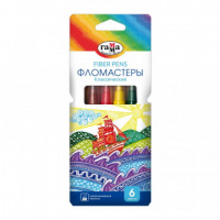 Набор фломастеров Гамма "Классические", смываемые, 6 цв.
