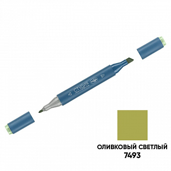 Маркер двусторонний для скетчинга Гамма "Студия", Оливковый светлый, корпус трехгранный