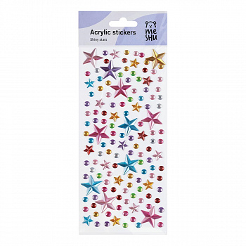 Наклейки акриловые MESHU "Shiny stars", 25*10 см, стразы, 137 наклеек