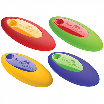 Ластик Faber-Castell "Oval", PVC-Free, овальный, пластиковый держатель, ассорти, 60*30*10 мм