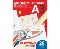Бумага миллиметровая, 297*420 мм, 20л