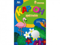 Набор цветного картона BG "Pink flamingo", A4, 8 цв, немелованный, 8л