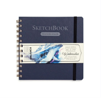 Скетчбук для акварели Малевичъ White Swan, 200 г/м2, 16х16 см, Фин, 25л, синий